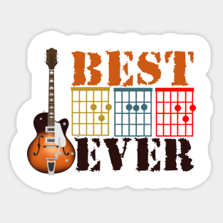 Vintage Guitarist Best Dad Ever Guitar Dad Chord Men Gift Sticker